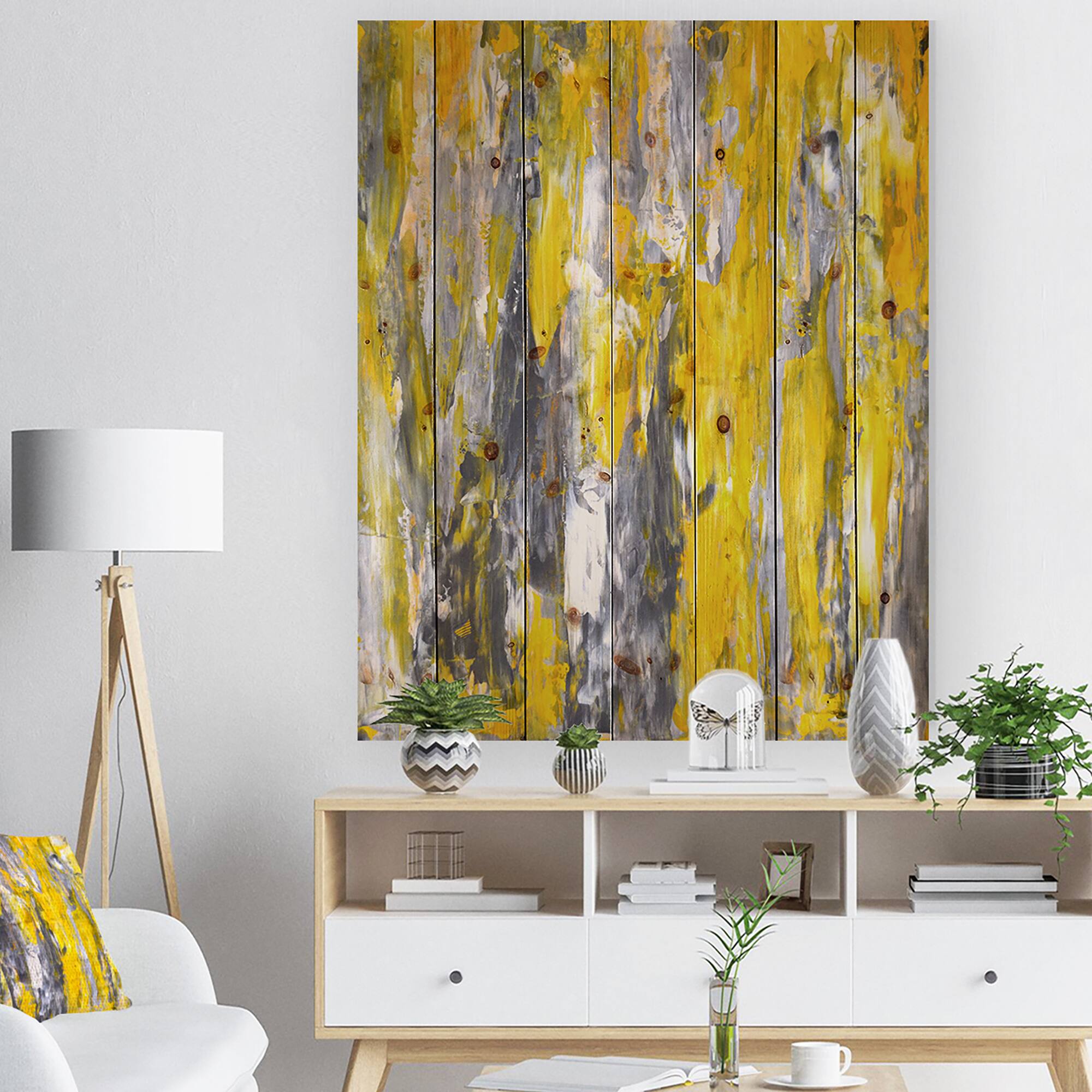 Designart - Grey and Yellow Abstract Pattern
